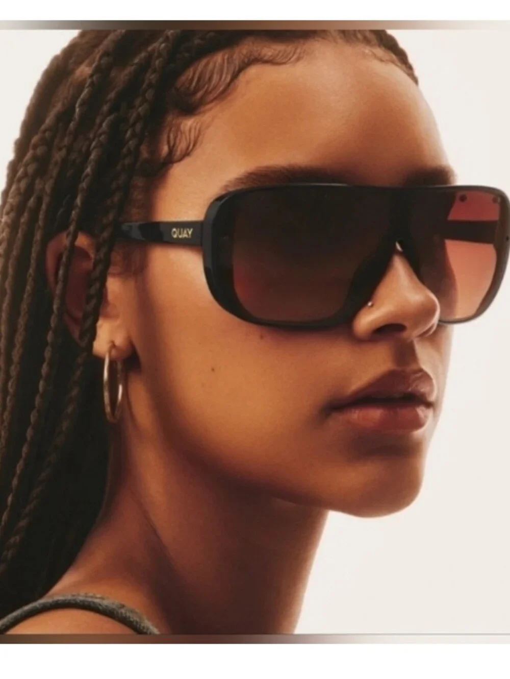 Quay Australia Black Frame Sunglasses with Brown Gradient Lenses NEW